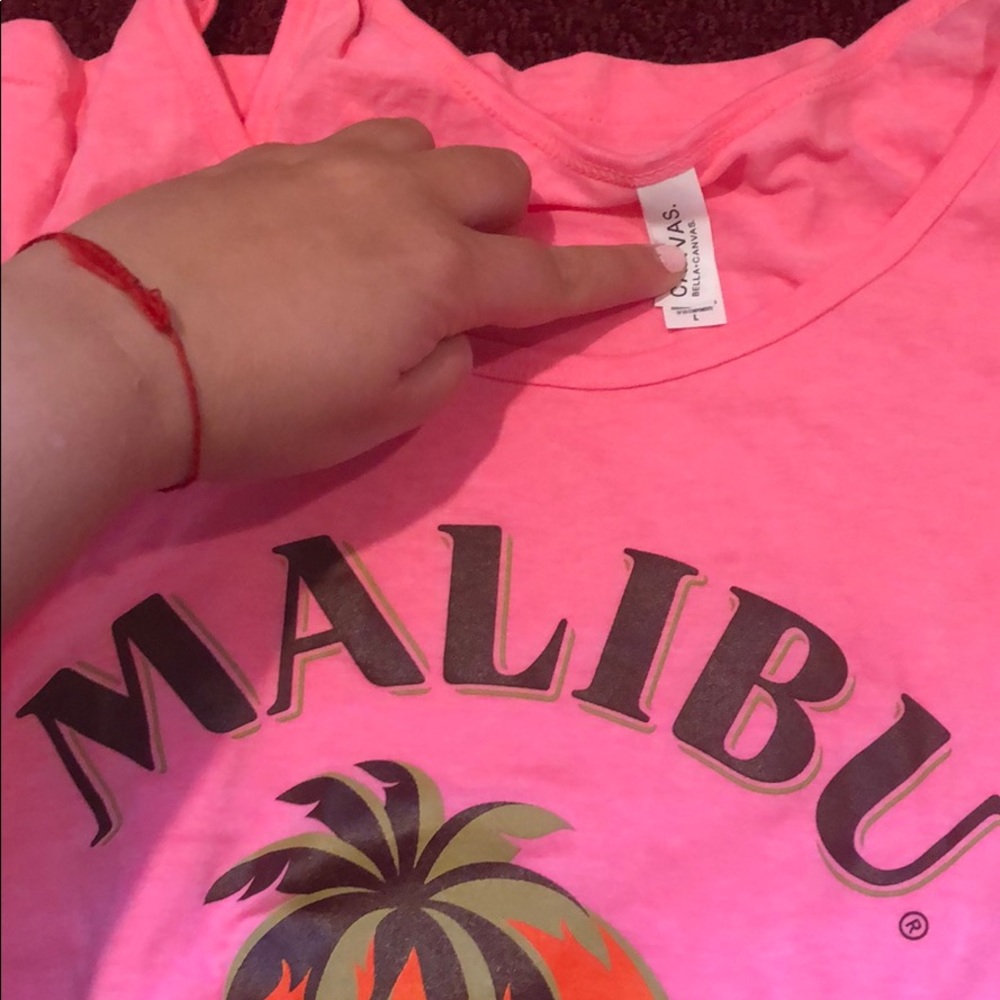 Bella Canvas Malibu pink Large NWOT Malibu drink L Pink Tank - Picture 7 of 12